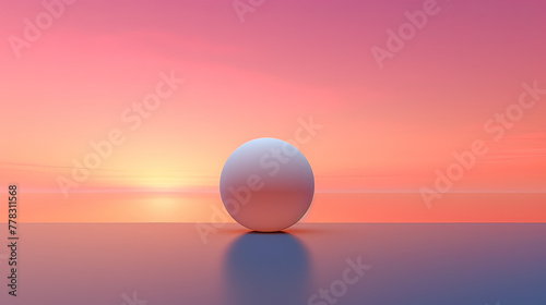 A minimalist sunset with a single, glowing orb against a soft gradient background, evoking a sense of serenity and contemplation Ai Generative