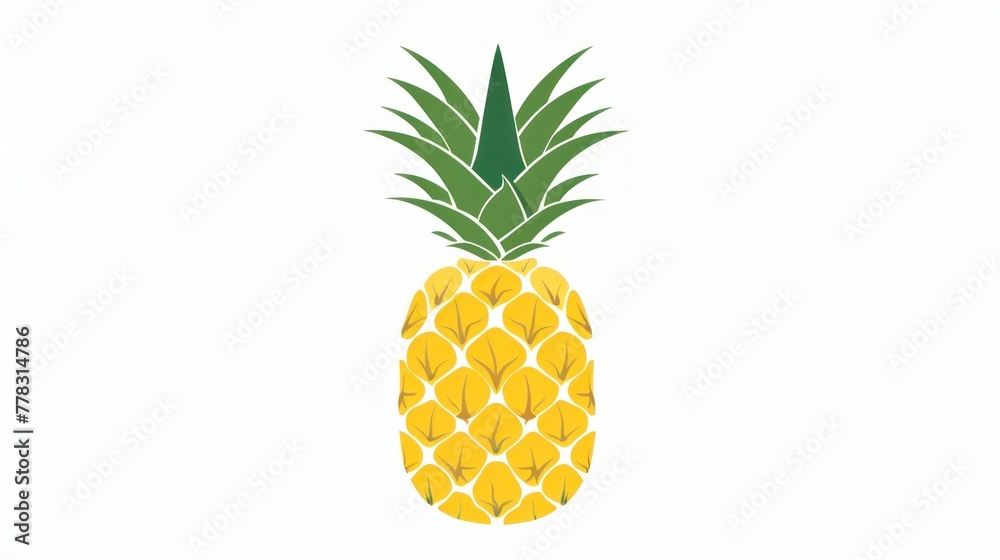 Tropical pineapple fruit in flat style against white background Tropical pineapple fruit in flat style against white background