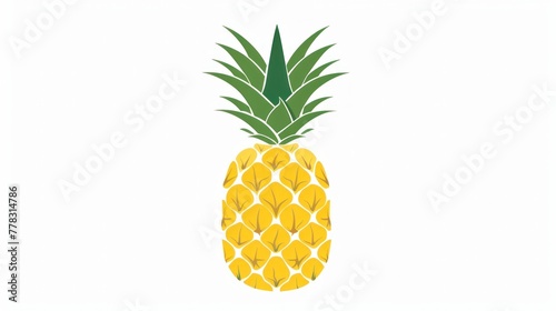 Tropical pineapple fruit in flat style against white background