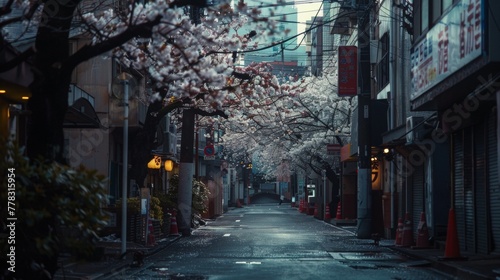 street scenery during the Japanese cherry blossom season