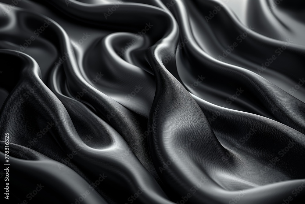 Obraz premium Flowing black and white fabric with a silky sheen