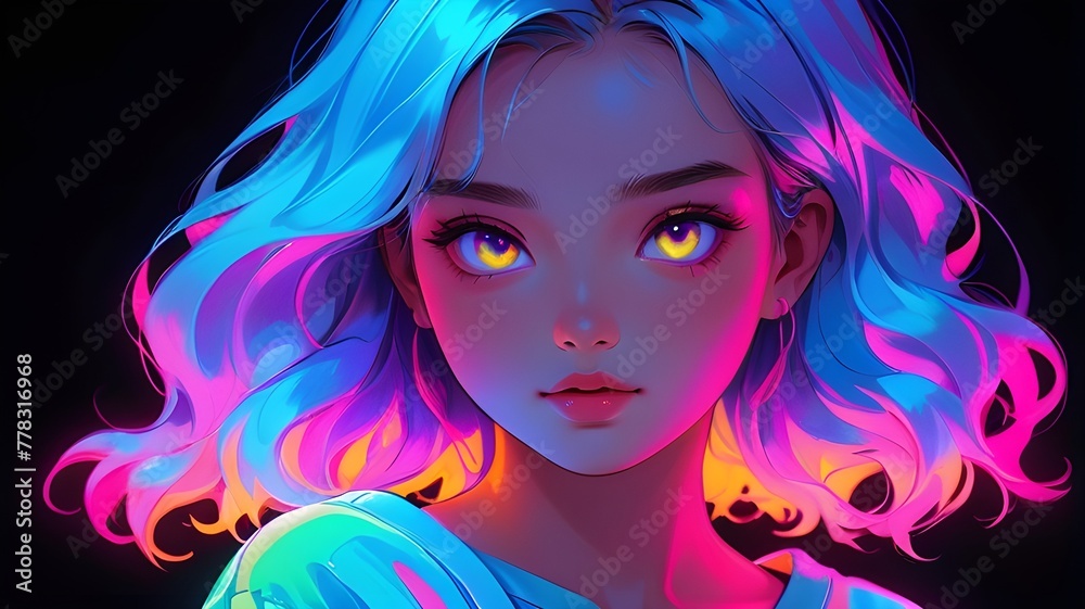Neon Mirage The Alluring Presence of a Shiny-Faced Beautiful Girl Neon Mirage The Alluring Presence of a Shiny-Faced Beautiful Girl