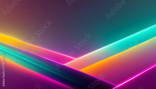 Background with abstract shapes and iridescent colors with yellow, pink, green, orange. Wallpaper for screen savers of TV, monitor, PC. Banner header image.