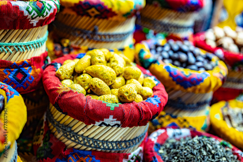 Variety of spices and herbs on Souq Muttrah , Muscat, Oman © monticellllo