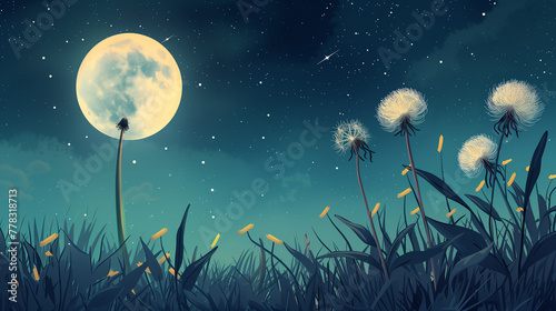 Moonlit Dandelion Wishes
