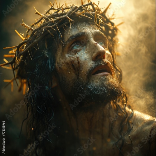 A man showcasing a crown of thorns, representing the crucifixion of Jesus Christ.