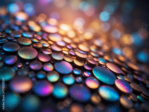oval glittering shapes colorful gems and bokeh blur abstract background