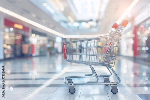 Wallpaper Mural Empty red shopping cart in a supermarket Torontodigital.ca