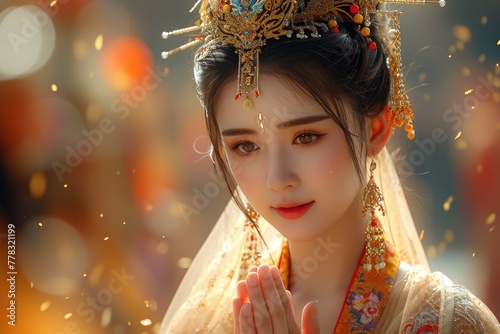 Radiant Aura: Traditional Qiong Yao Apparel Adorns a Chinese Woman