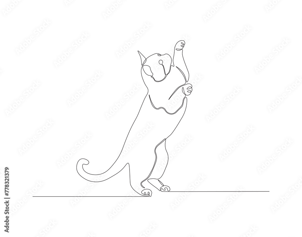 Continuous line drawing of cat. One line of cute cat. Cute pet concept continuous line art. Editable outline.
