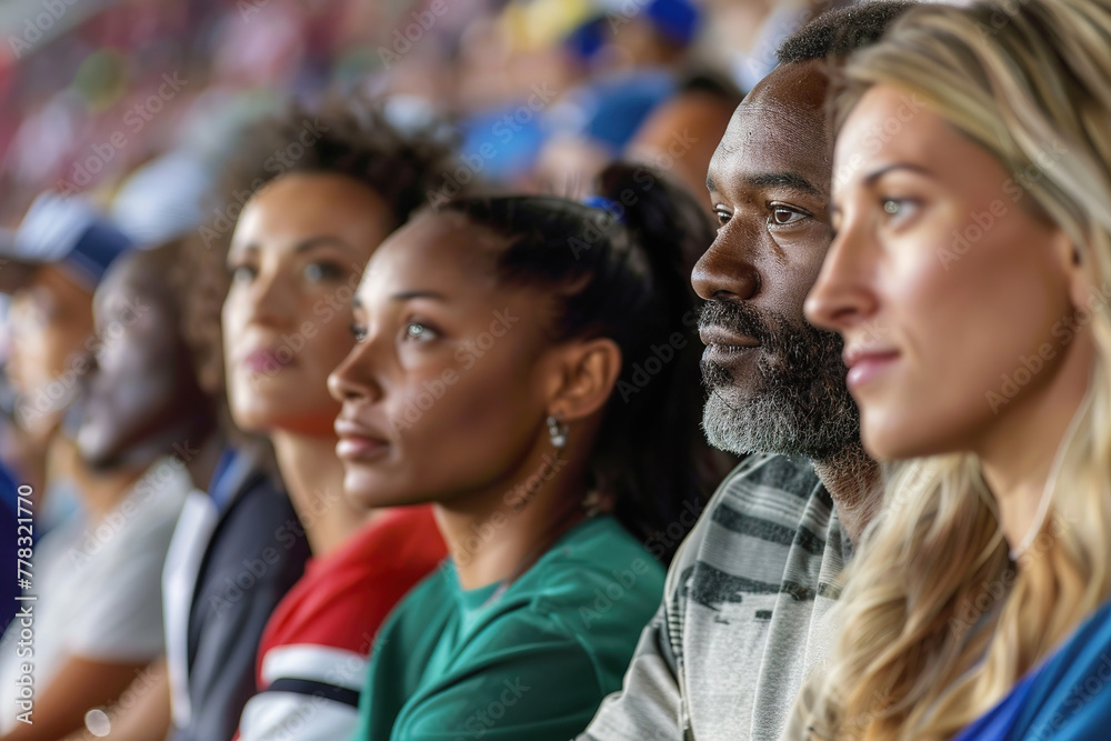 Diverse group of fans enjoying a sports event Diverse group of fans enjoying a sports event