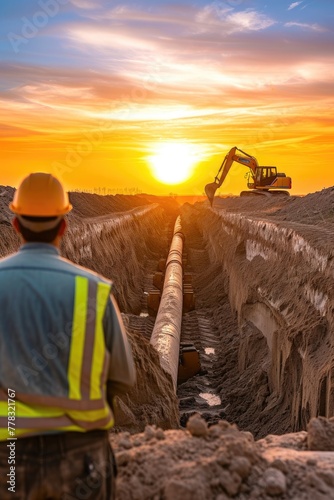 Worker's Perspective: Pipeline Installation at Sunset