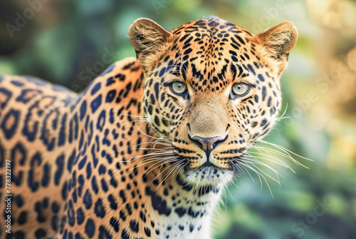 leopard Panthera pardus standing still and looking ahead © João Macedo
