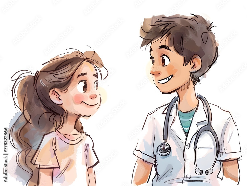 Compassionate Pediatrician Putting Young Patient at Ease During Routine Check Up Compassionate Pediatrician Putting Young Patient at Ease During Routine Check Up
