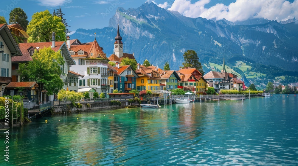 photograph of Summer Switzerland realistic --ar 16:9 Job ID: 51fe788f-2c2a-48ee-a473-8f6a88702f9d