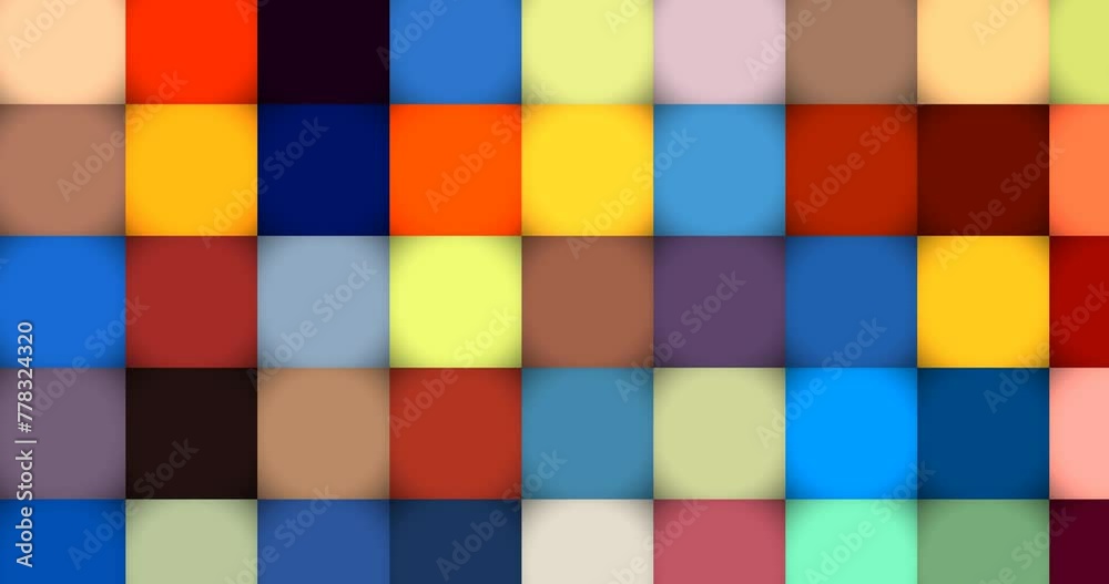 4k animated background, infinite loop - Multicolored square pattern panel that change color and move horizontally. 4k animated background, infinite loop - Multicolored square pattern panel that change color and move horizontally.