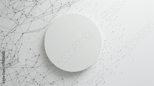 Abstract Geometric Background with White Circle and Connecting Dots..