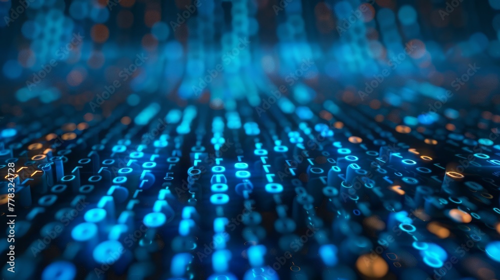 Digital binary data numbers on computer screen background Digital binary data numbers on computer screen background