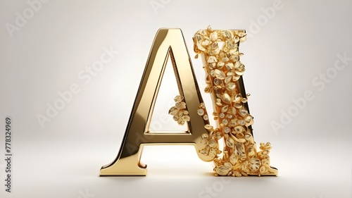 A in gold, isolated on a white background