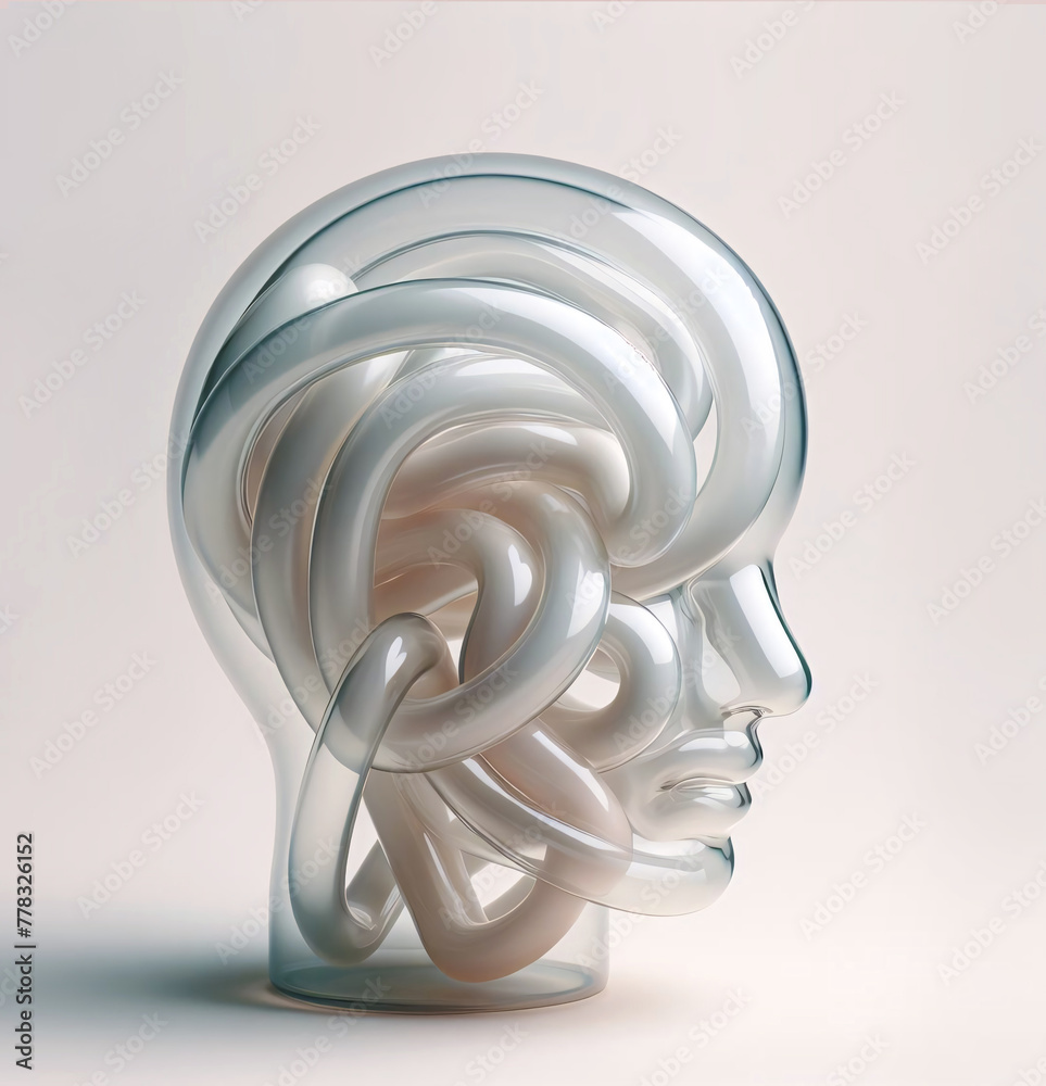 human head made of plastic pipes - obrazy, fototapety, plakaty 