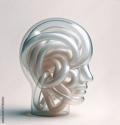 human head made of plastic pipes