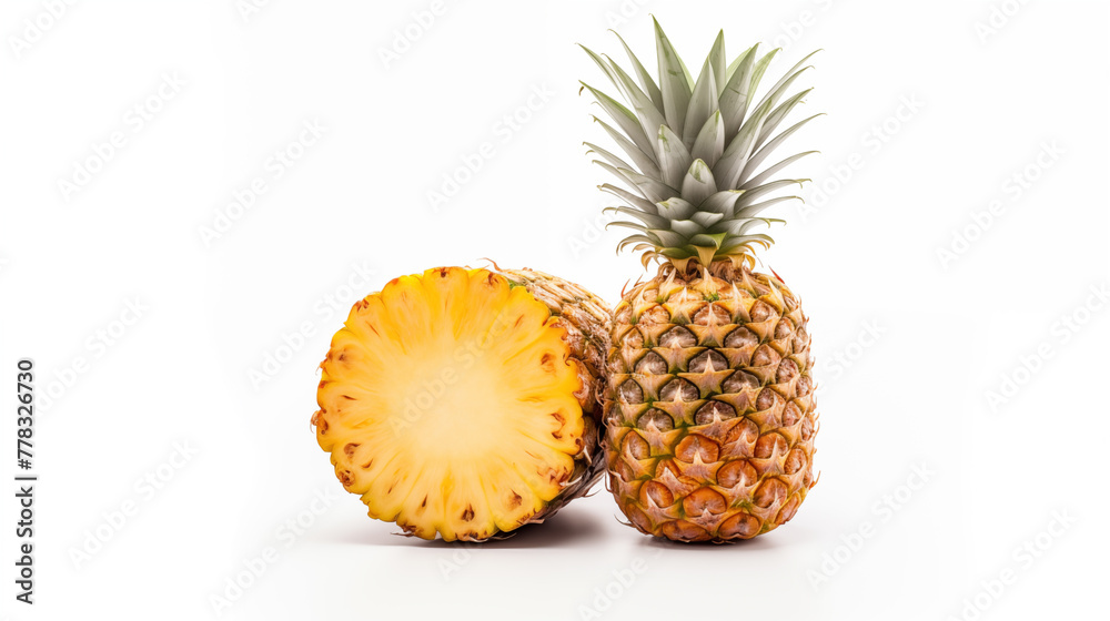 ananas and half on a white background isolating ananas and half on a white background isolating