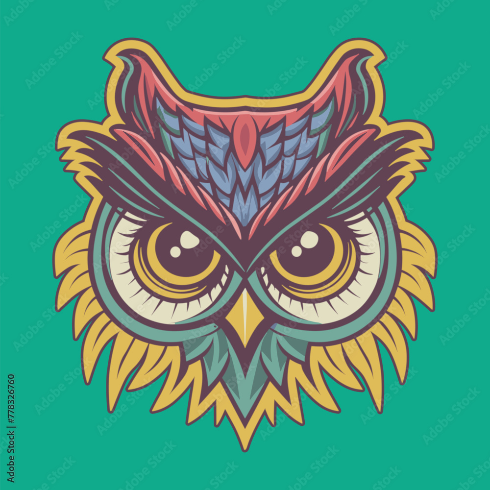 retro owl head vector element for apparel
