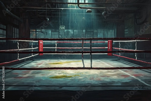 A boxing ring with a red corner, ready for a energetic and intense fight.