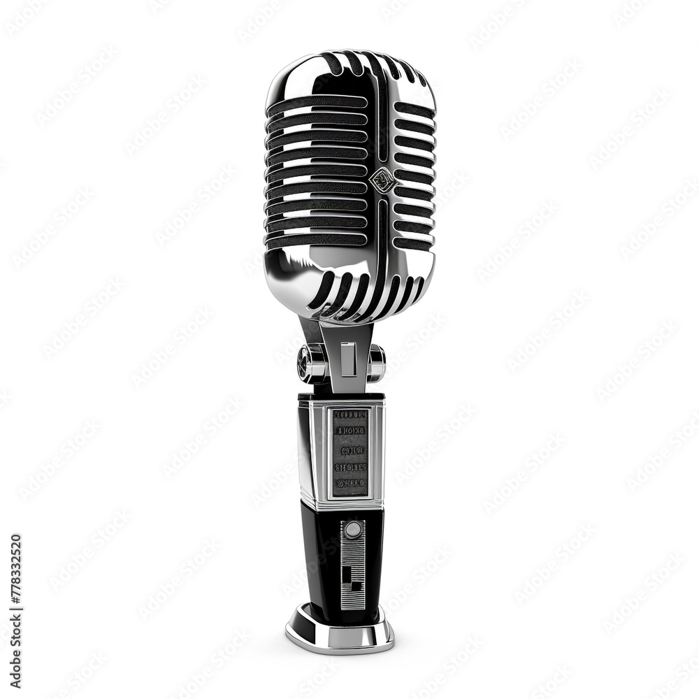 Fototapeta premium Old mic from 19th, very detailed isolated on white background сreated with Generative Ai