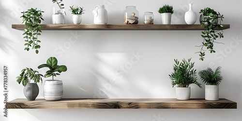 Elevated Memories A Harmonious Wall Shelf Display of Delightful Botanicals and Serene Accents photo