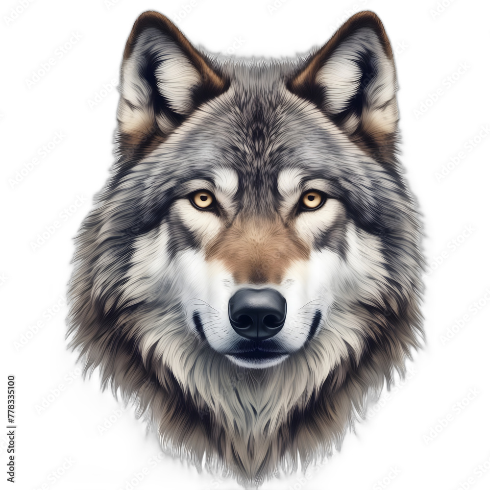 Closeup wolf isolated on transparent PNG background Closeup wolf isolated on transparent PNG background