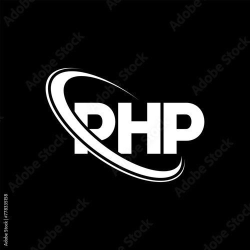 PHP logo. PHP letter. PHP letter logo design. Initials PHP logo linked with circle and uppercase monogram logo. PHP typography for technology, business and real estate brand.