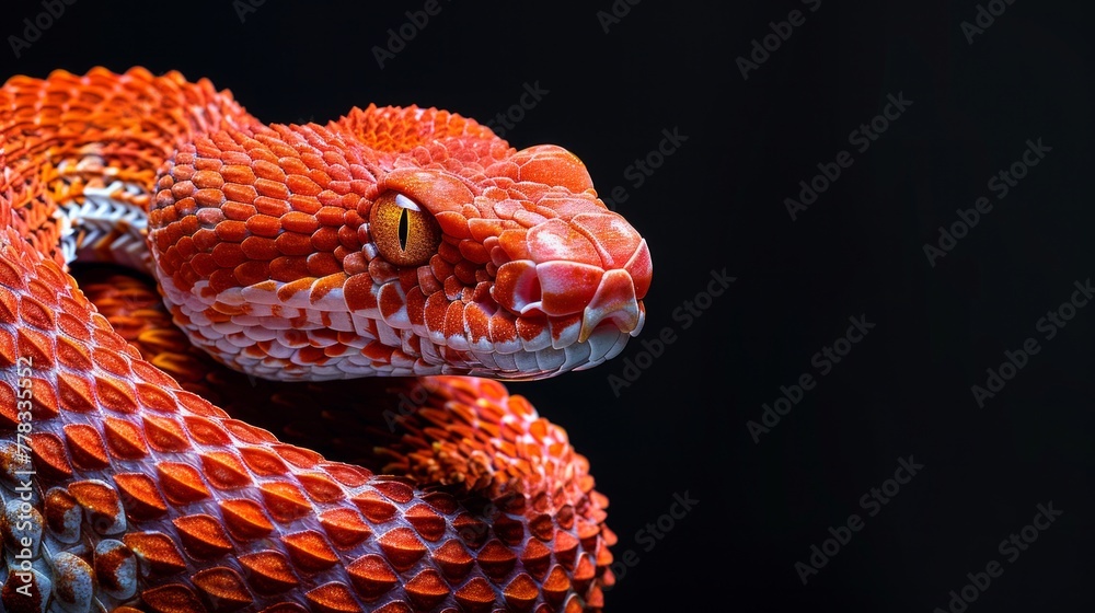 Close up view of a dangerous red snake Close up view of a dangerous red snake