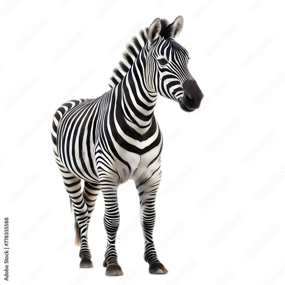 Obraz premium Zebra isolated on transparent PNG background