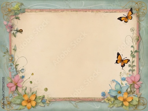 simple  sheet of paper surrounded by delicate flowers. Ideal for various design projects