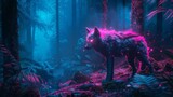 A synthwave adventure featuring a solitary neon wolf