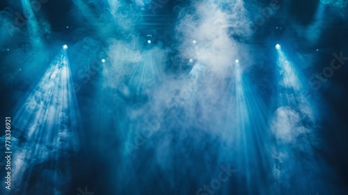 Concert blue smoke and spotlights