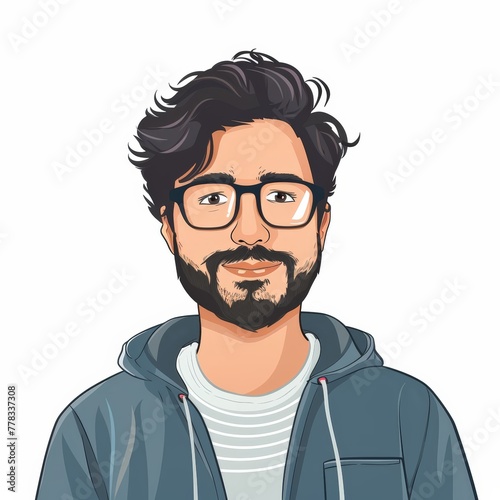 A software developer, portrait simple man, cartoon illustration