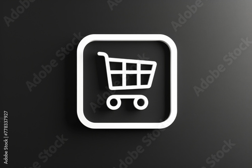shopping cart icon on black background
