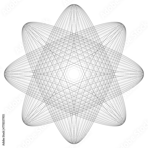 モノクロの線が作る柔らかい立体的な８枚の花弁