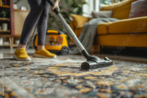 person with a vacuum cleaner