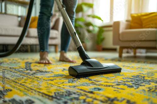 person with a vacuum cleaner