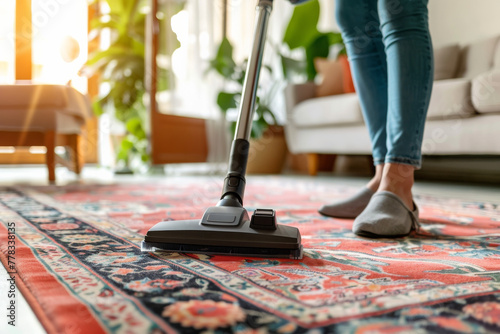 person with a vacuum cleaner