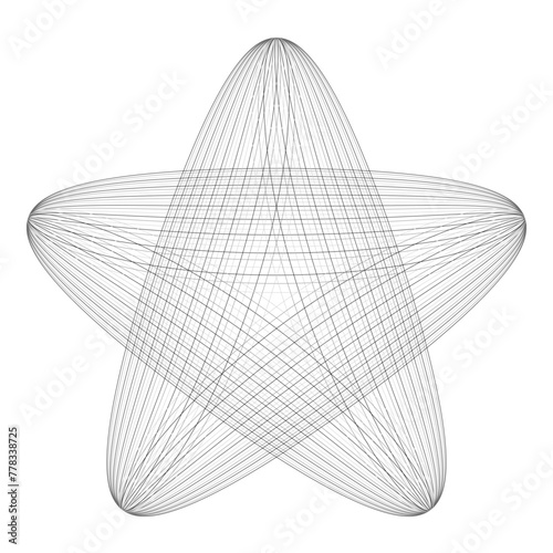 モノクロの線が作る柔らかい立体的な星型五角形