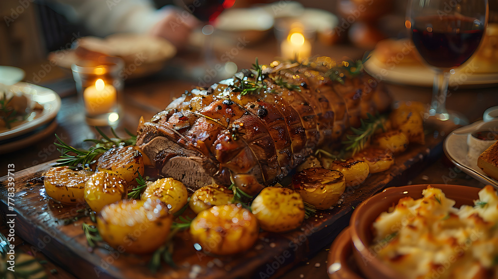 German Schnitzel on Decorated Table for HD Wallpaper with Cinematic ...