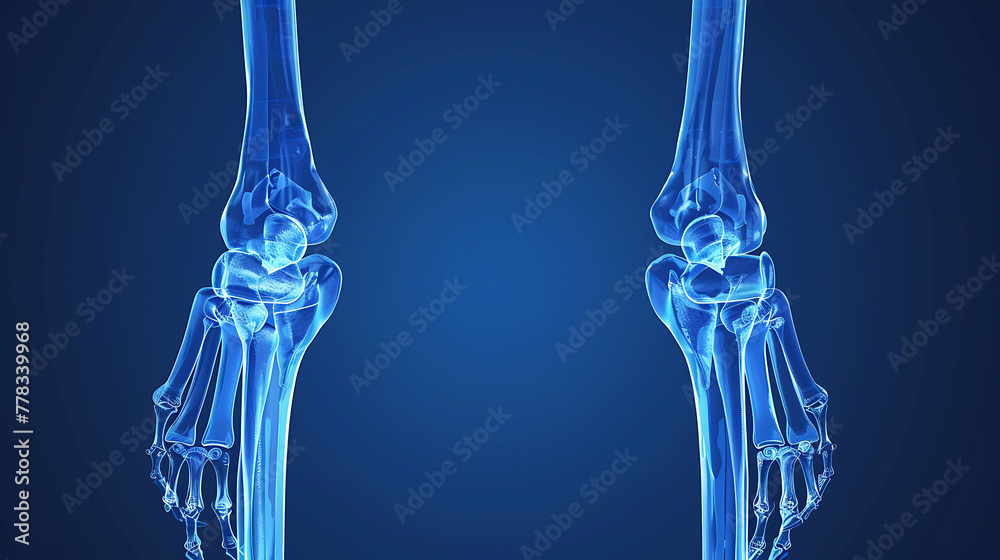 Human Tibia and Fibula Bone Anatomy with space for text background. generative ai Human Tibia and Fibula Bone Anatomy with space for text background. generative ai