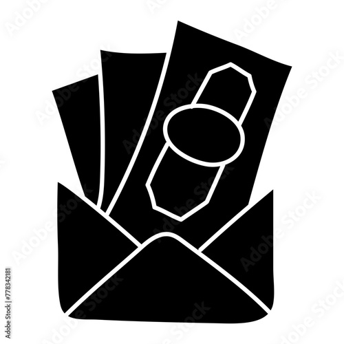 Money envelope icon in solid design

