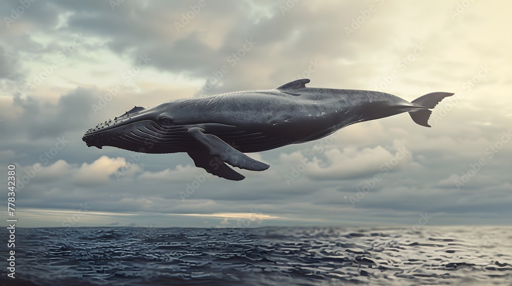 Fototapeta premium Whale leaping in ocean waves