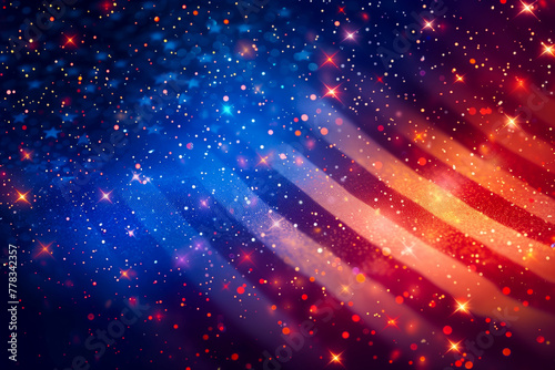 4th of July background with an American flag and light particles. Independence Day celebration  © ReaverCrest