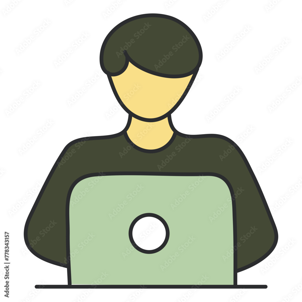 An icon design of laptop user 

